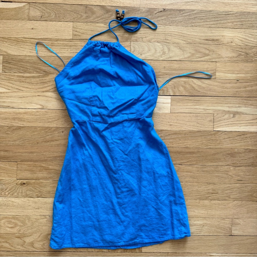 Mango Cerulean Blue Halter Dress